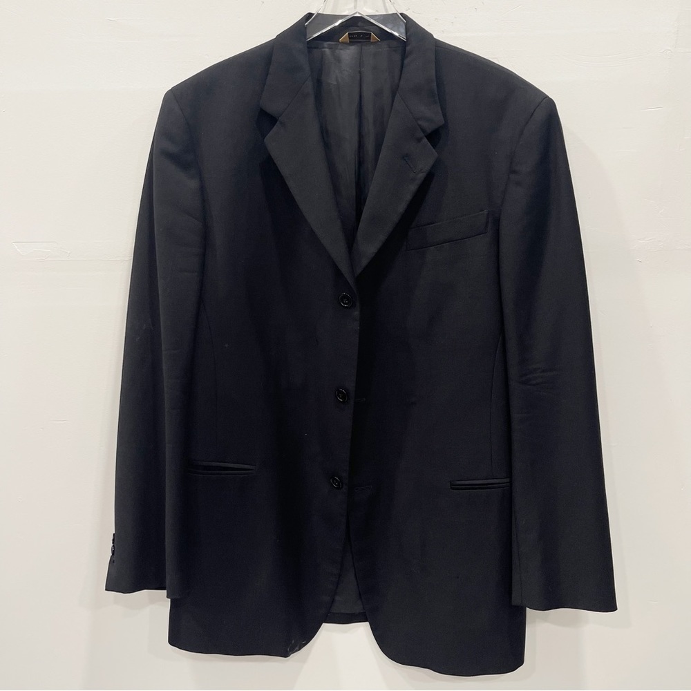 Donna Karan Signature Made In Italy Wool Black Blazer Suit Jacket 43/36 Long